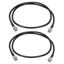Unique Bargains - 12G-SDI BNC M/M 75 Ohm RG6 Coaxial Jumper Cable for Camera Surveillance, Supports HD-SDI/3G-SDI/6G-4K/8K, 2pcs - Black