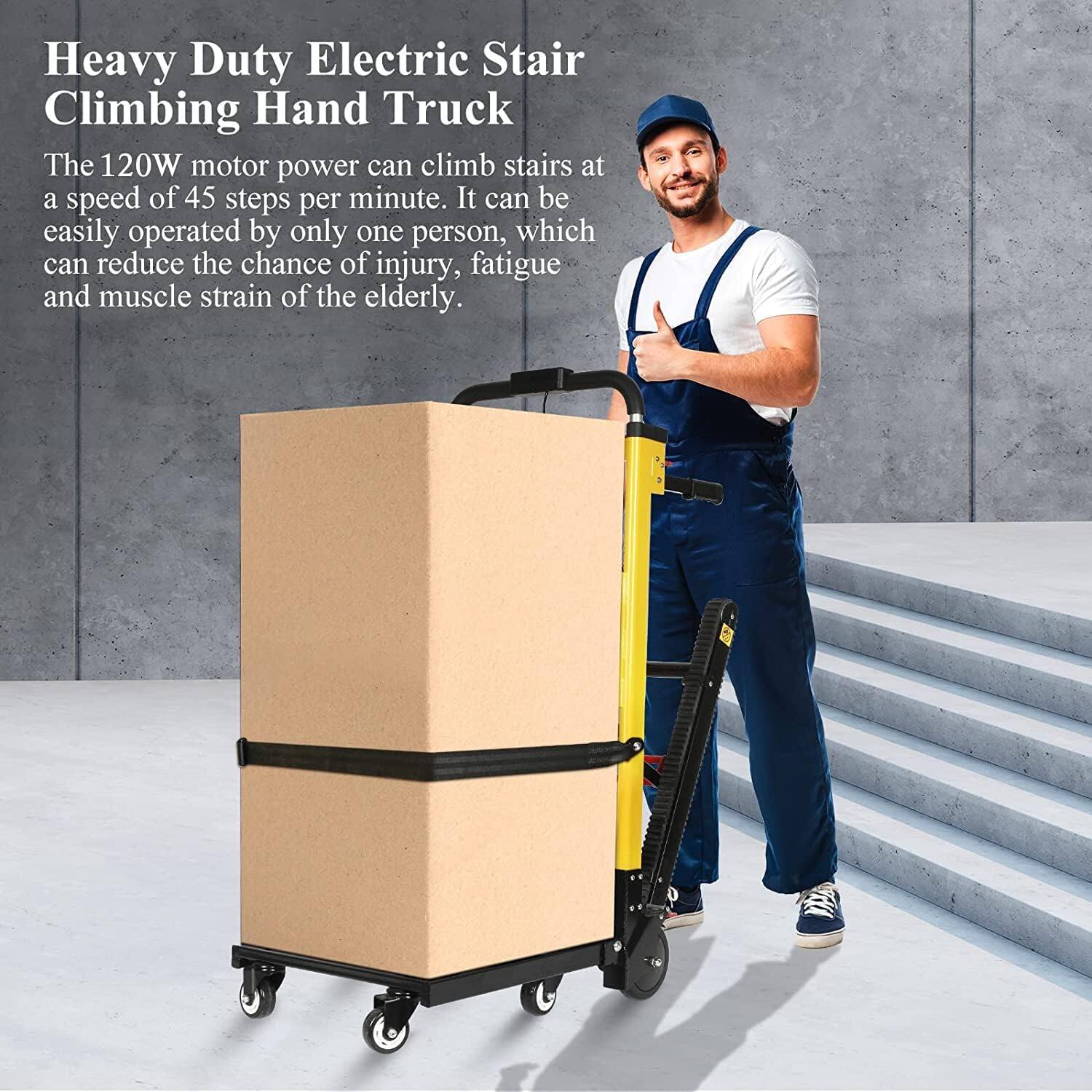 Heavy Duty Electric Stair Climbing Hand Truck

The 120W motor power can climb stairs at a speed of 45 steps per minute. It can be easily operated by only one person, which can reduce the chance of injury, fatigue and muscle strain of the elderly.
