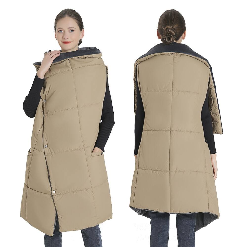 Alt View 9. Loheer - Loheer USB Heated Blanket Electric Poncho with Zipper Arm Holes 6 Heating Zones - Camel.