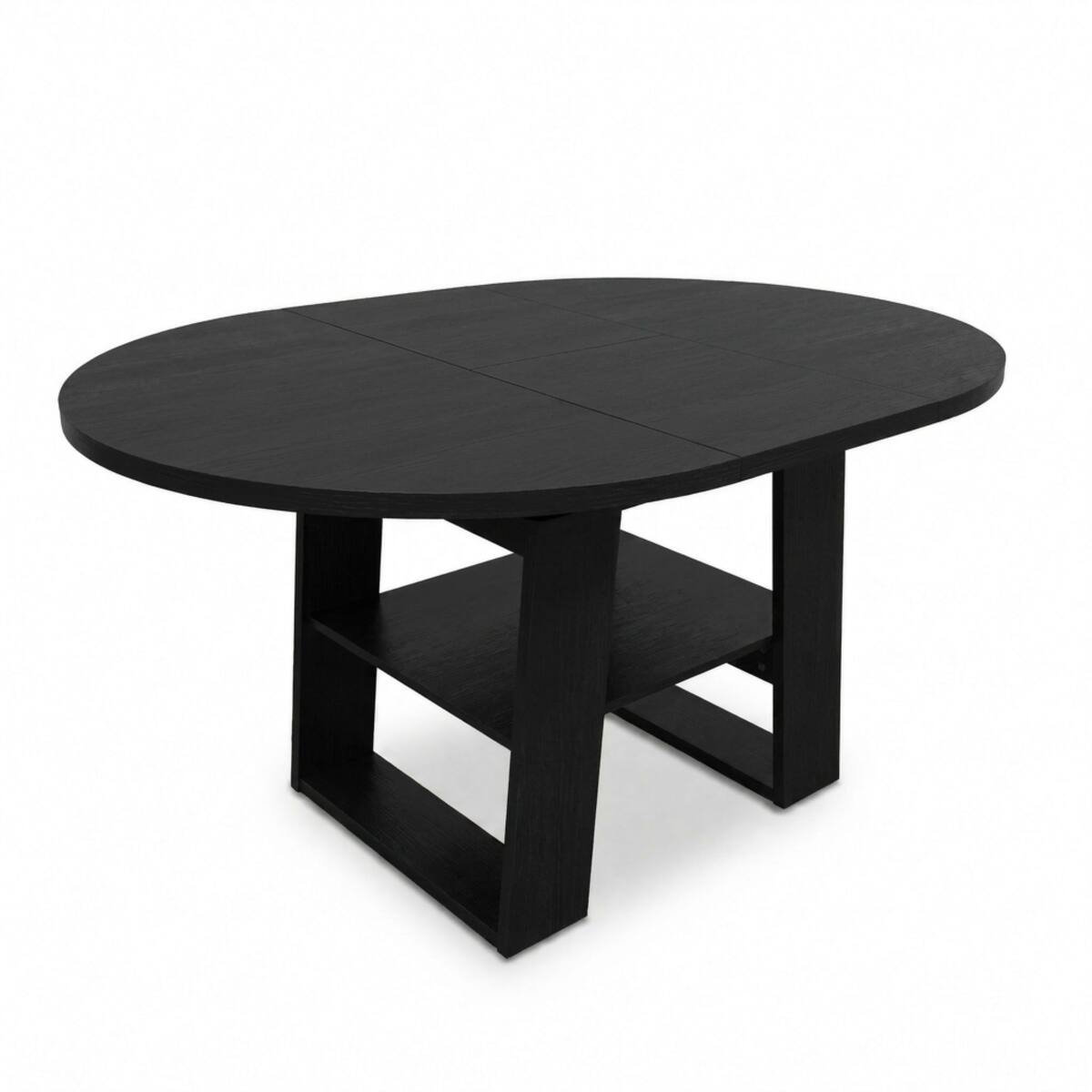 Alt View 9. Loheer - Loheer Extendable Round Dining Table, Black Particle Board, Round to Oval Table for Four to Six - Black.