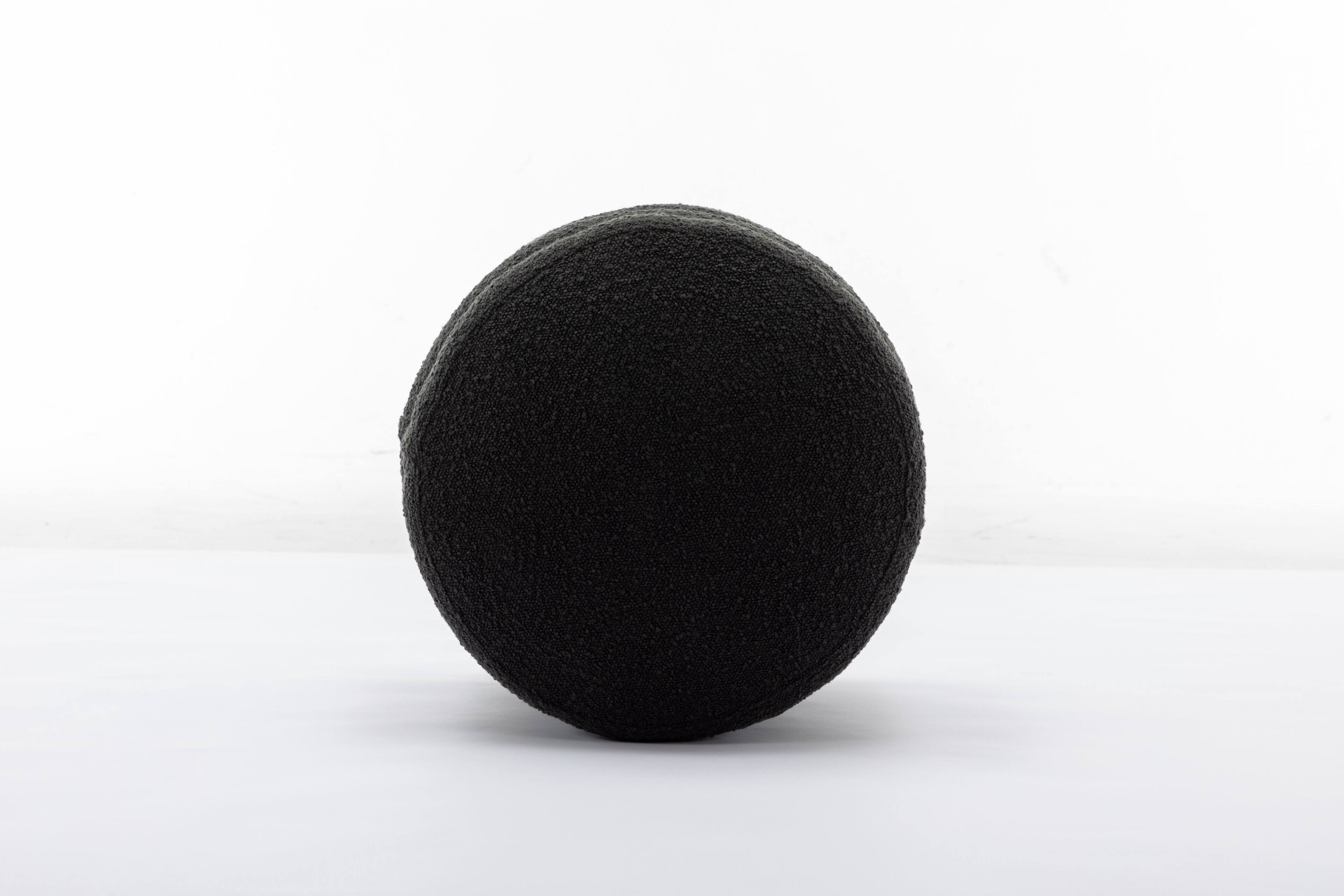 Alt View 2. GOODSILO - Soft Velvet Round Ottoman Footrest Stool with Wooden Frame for Living Room and Bedroom Comfortable Seating - Black.