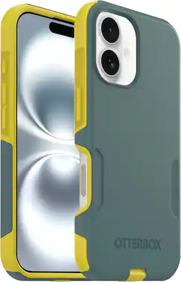 OtterBox - Commuter Series Hard Shell for MagSafe for Apple iPhone 16 - Ocean Sunrise (Green & Yellow)