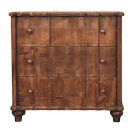 Artisan Furniture - Solid Wood Lume Roasted Panel Chest, 3 Drawer - Brown