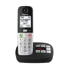 Panasonic - Easy-to-Use Cordless Phone with Flashlight and Quick-Touch Dialing - KX-TGU4 Series - Black