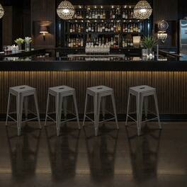 Hivvago - 24 Inch Backless Metal Bar Stools for Counter Height Stackable Design - Set of 4 - Gun