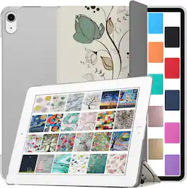 DuraSafe Cases - iPad Air 11" M3/M2 & Air 10.9" 5th/4th Gen Protective Tri-Fold Case with Sleep/Wake Cover A2316 A2324 A2325 A2072 A2588 - Watercolor Flowers