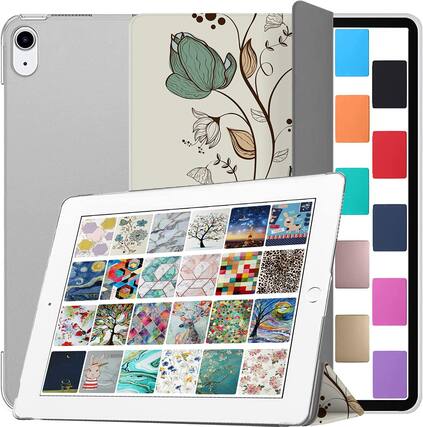 Front. DuraSafe Cases - iPad Air 11" M3/M2 & Air 10.9" 5th/4th Gen Protective Tri-Fold Case with Sleep/Wake Cover A2316 A2324 A2325 A2072 A2588 - Watercolor Flowers.