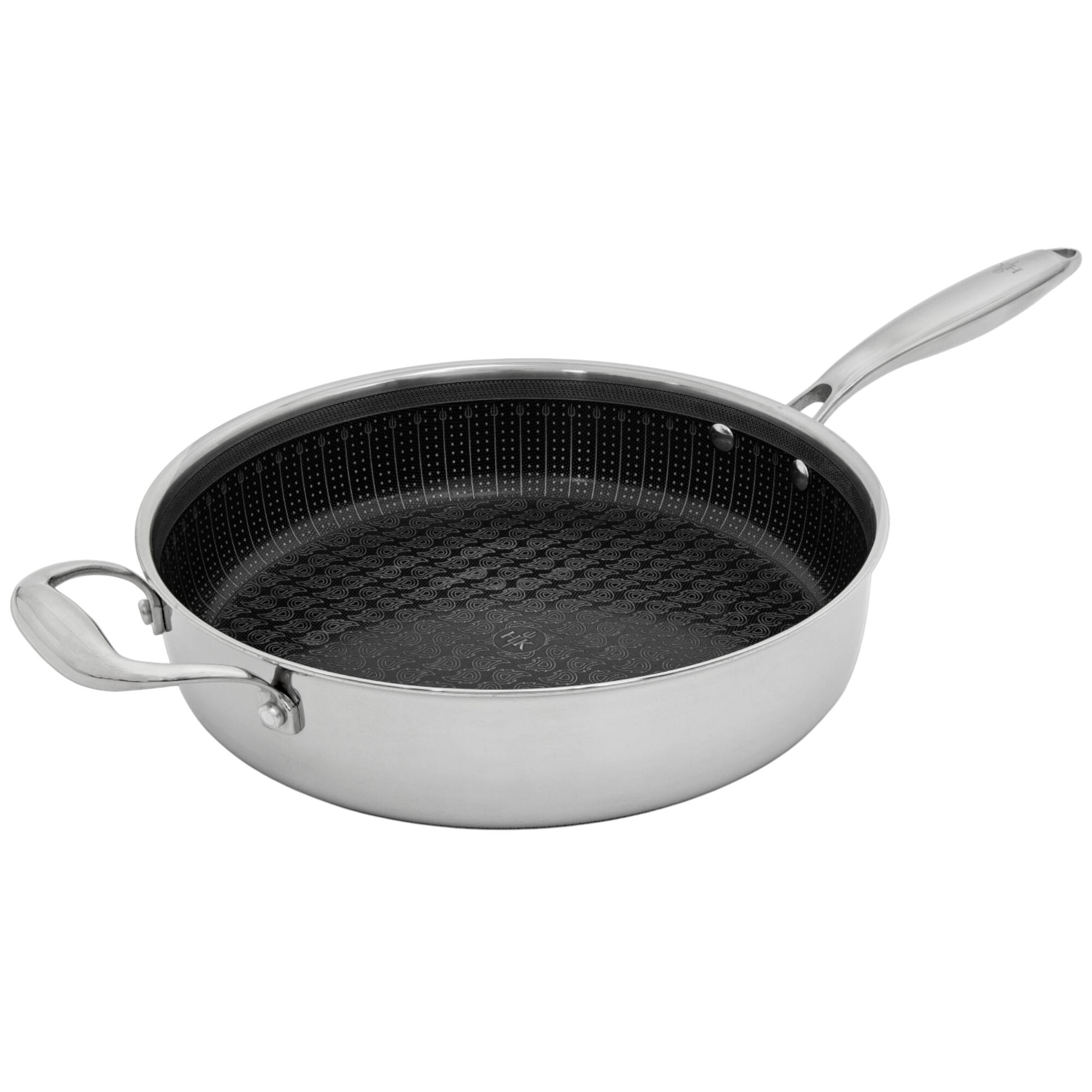 Left. Hell's Kitchen - Hell's Kitchen Hybrid 4-Quart Saute Pan and Lid - Stainless Steel.