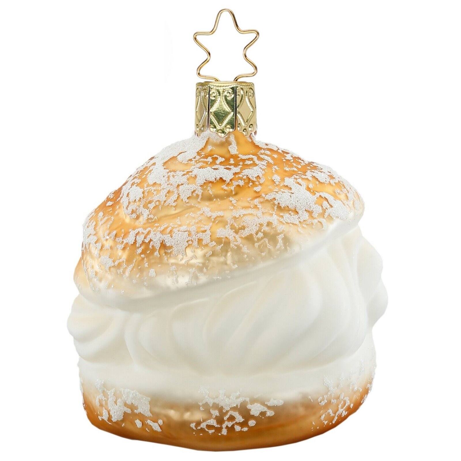Inge Glas - Cream Puff Pastry German Glass Christmas Tree Ornament FREE BOX Dessert - Multicolor