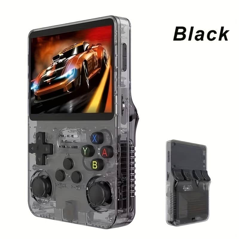 ゲームコンソール R36S 128G スケルトンブラック R36S Retro Handheld Game Console, 3.5 inch HD Screen, 128GB Large