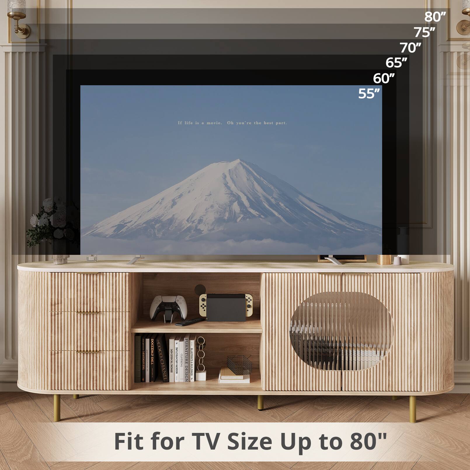 80" 75" 70" 65" 60" 55"  
Fit for TV Size Up to 80"