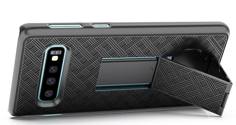 Alt View 6. Nakedcellphone - Case with Stand and Belt Clip Holster for Samsung Galaxy S10 - Black.