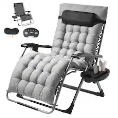 Front. VEVOR - Zero Gravity Chair, 33 inch Zero Gravity Recliner Lounge Chair for Indoor and Outdoor, Adjustable Anti Gravity Chair - Gray.