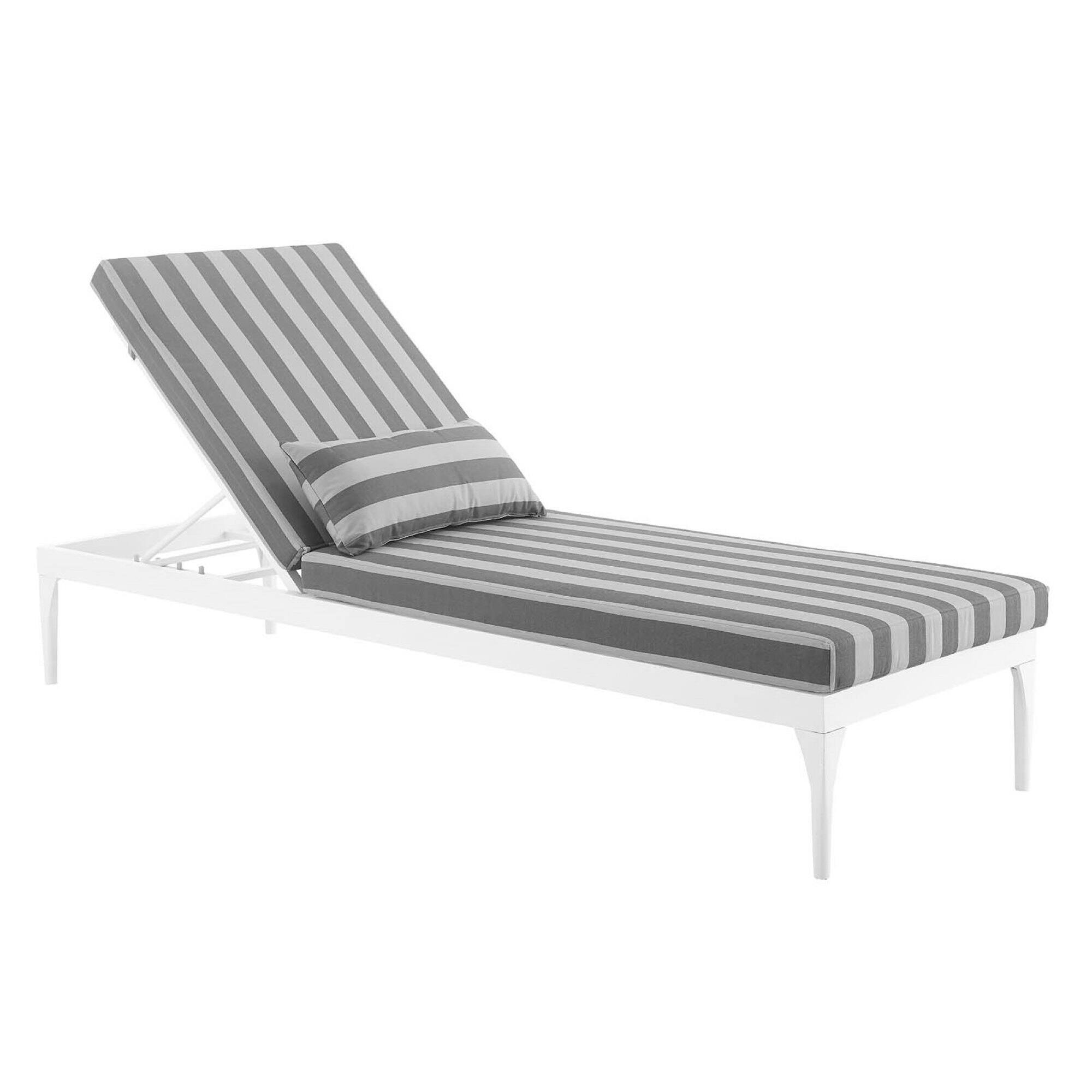 Left. Modway - Perspective Cushion Outdoor Patio Chaise Lounge Chair by Modway - White Striped Gray.