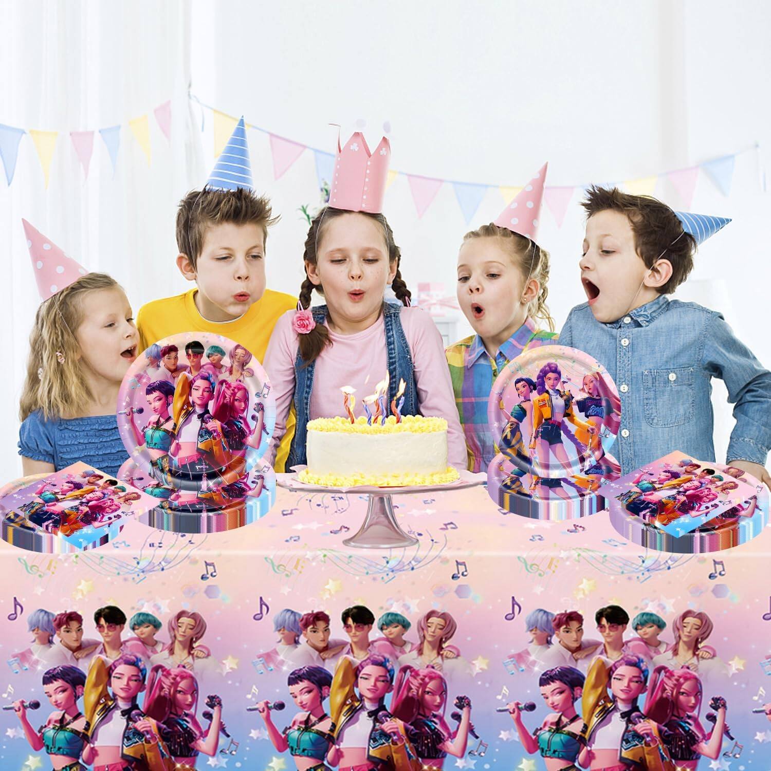 Alt View 4. Giantpower - Kpop Demon Hunters Birthday Party Decorations Tableware Set - multicolored.