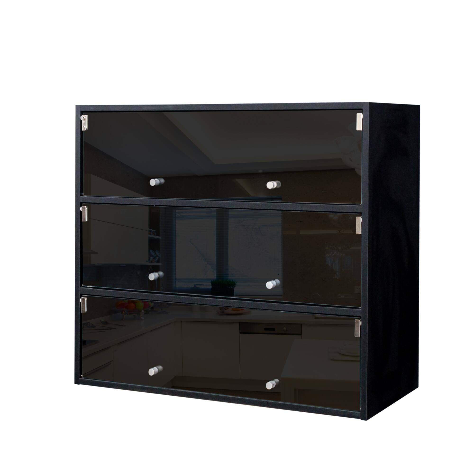 Alt View 8. GOODSILO - Elegant Glass Door Shoe Display Cabinet with Customizable LED Lighting for Sneaker Enthusiasts - Black.