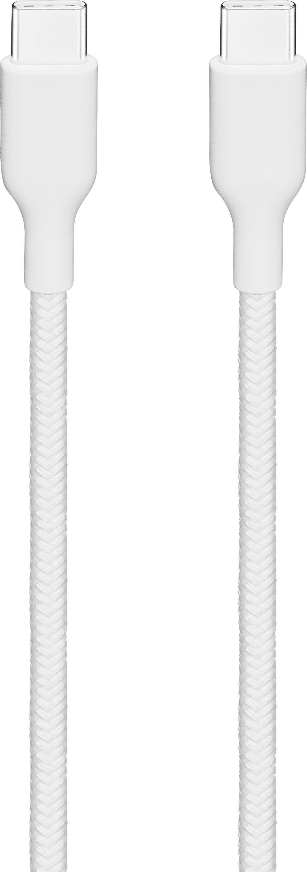Left. Best Buy essentials™ - 6' USB-C to USB-C Braided Charge-and-Sync Cable - White.