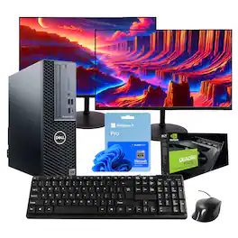 Dell - Refurbished Excellent - Precision 3431 Desktop Computer-Intel i5-NVIDIA Quadro P620-16GB RAM-1TB SSD-2 24" LCD-Kybd/Mse-Win 11 Pro - Black