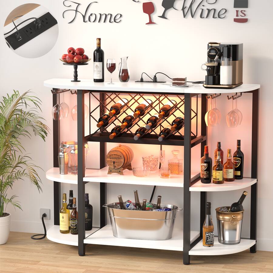 Postcard Display Counter Rack Aheaplus 4 Tier Wine Bar Cabinet with Power Outlets, Floor Standing ...