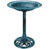 Front. Best Choice Products - Best Choice Products Outdoor Rustic Pedestal Bird Bath Accent for Garden, Yard w/ Fleur-de-Lis Accents - Peacock Blue - Peacock Blue.