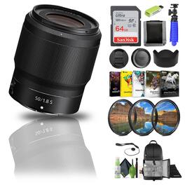 NIKKOR Z 50mm f/1.8 S Standard Lens for Nikon Z Cameras (20083) + 64GB Card - Bundle - Black