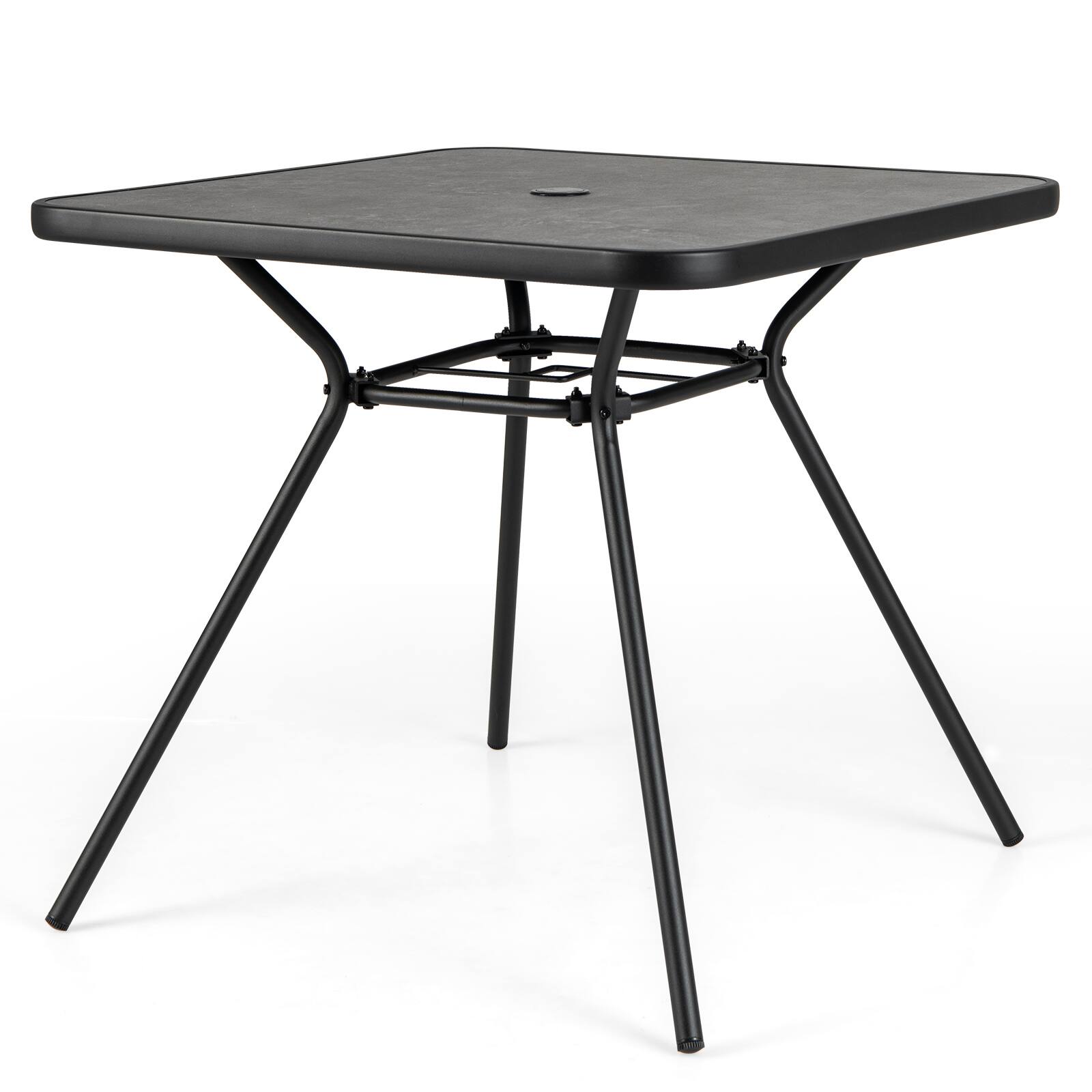 Alt View 7. Gymax - Gymax 32'' Patio Dining Table w/ 1.6'' Umbrella Hole & Lid DPC Tabletop for Backyard - Black, Gray.