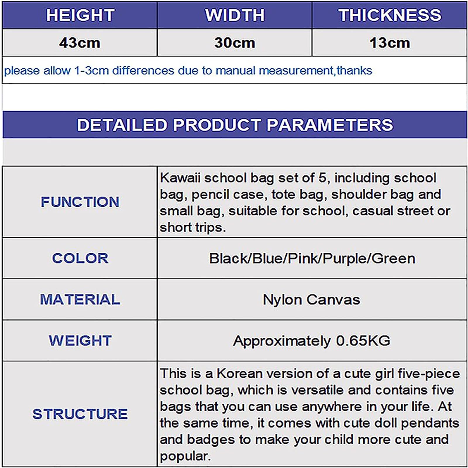 Back. Cozy Serene - 5-piece Aesthetic Backpack Set With Pin And Pendants Accessories  Nylon Material | Durable & Adorable - Pink.