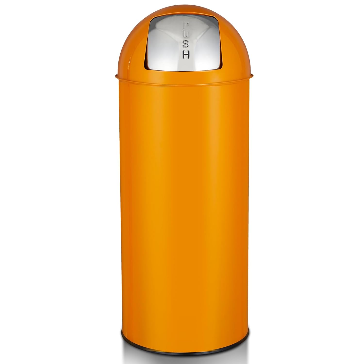 Front. Homhougo - 17 Gal / 65L Push Lid Trash Can Commercial Grade Heavy Duty Tall Commercial Trash Can Brushed Stainless Steel - Orange.