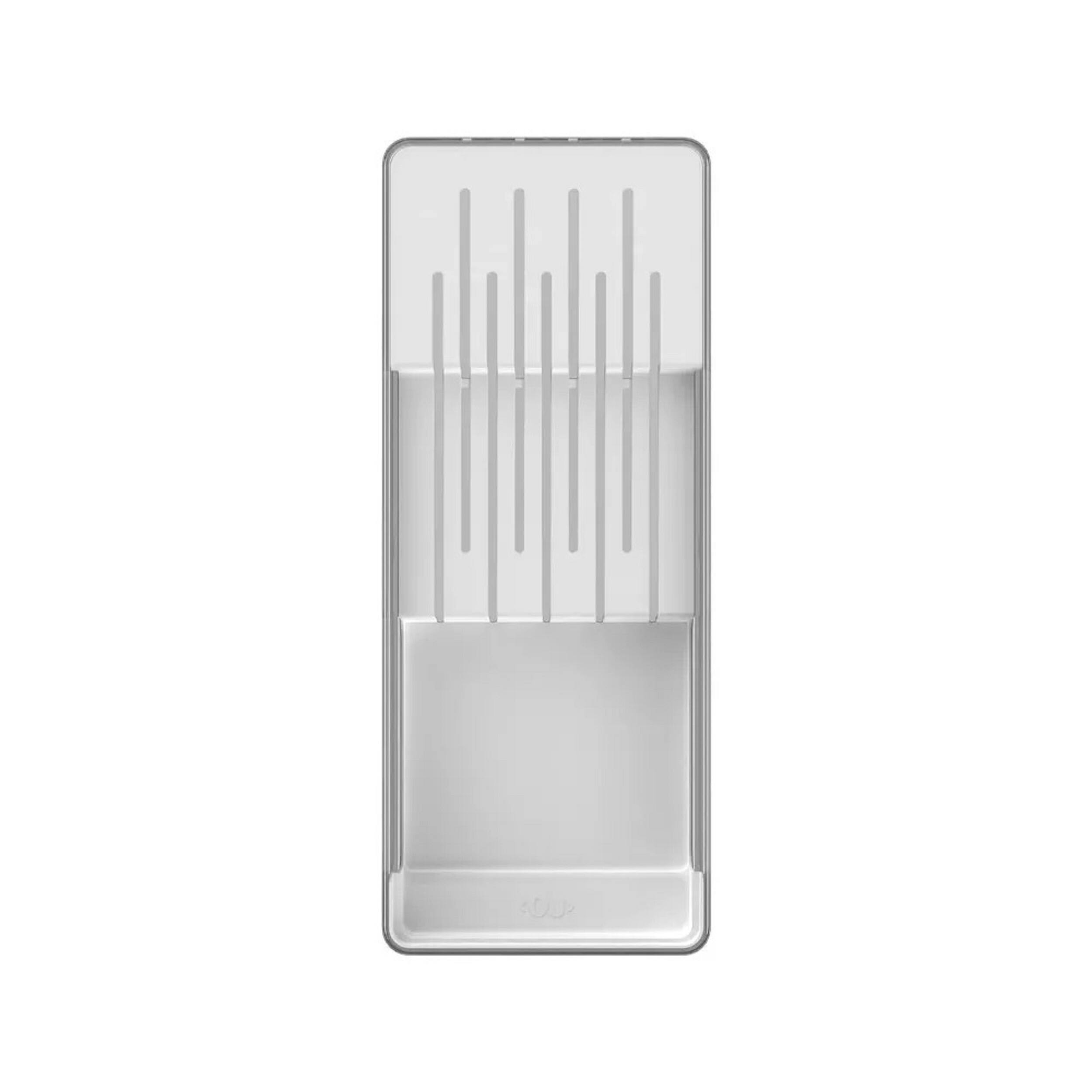 Back. OU - OU In Drawer Knife Organizer, Compact Knife Holder, Utensil Storage Drawer Insert, Kitchen Organizer - White - White.