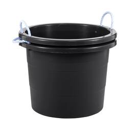 United Solutions - 2 Pack 19 Gallon Rope Handle Tub, Plastic Storage Bucket - Black