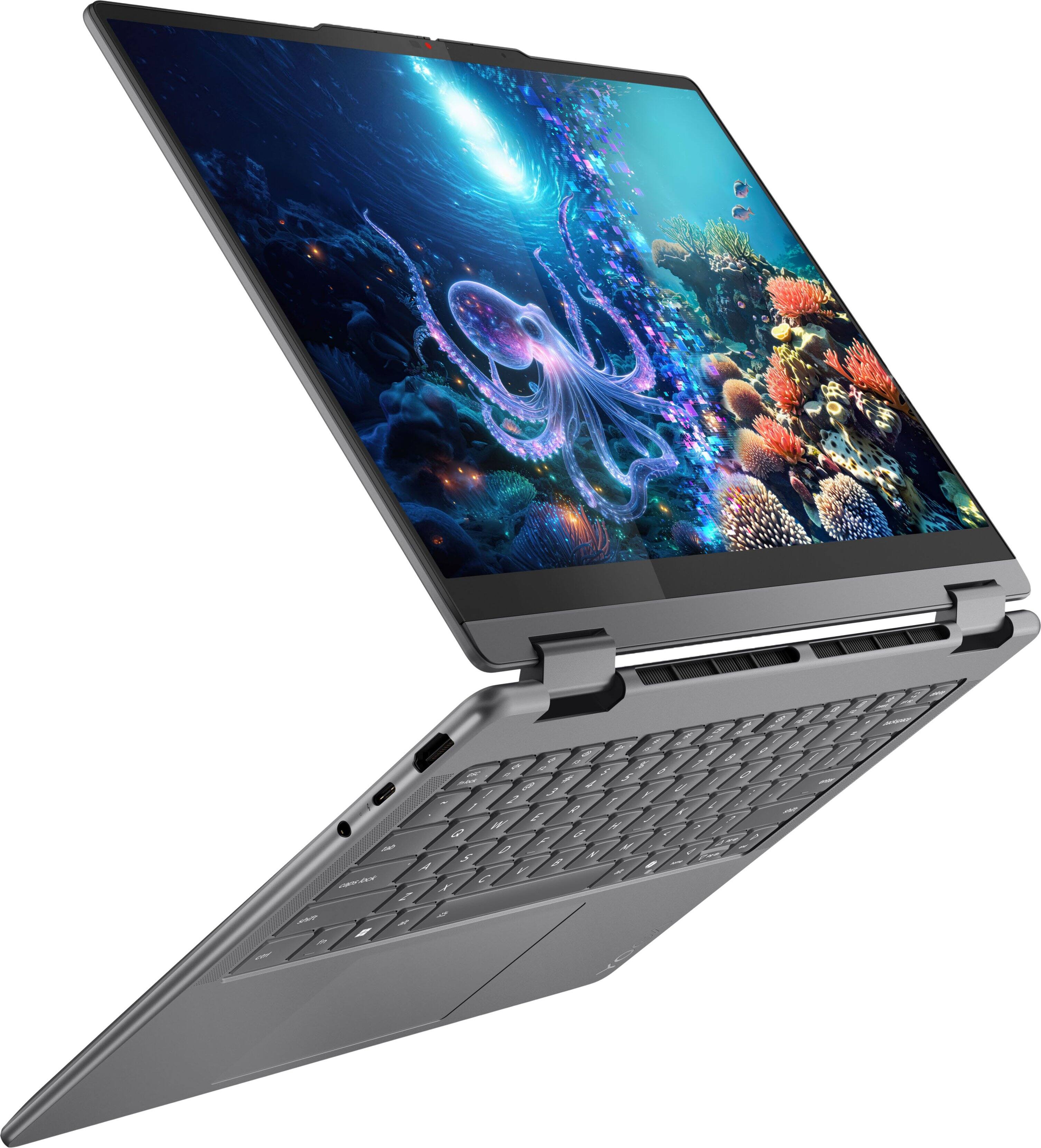 Alt View 9. Lenovo - Yoga 7i 2-in-1 - Copilot+ PC - 14" 2K OLED Touchscreen Laptop - Intel Core Ultra 5 226V 2024 - 16GB Memory - 512GB SSD - Luna Grey.