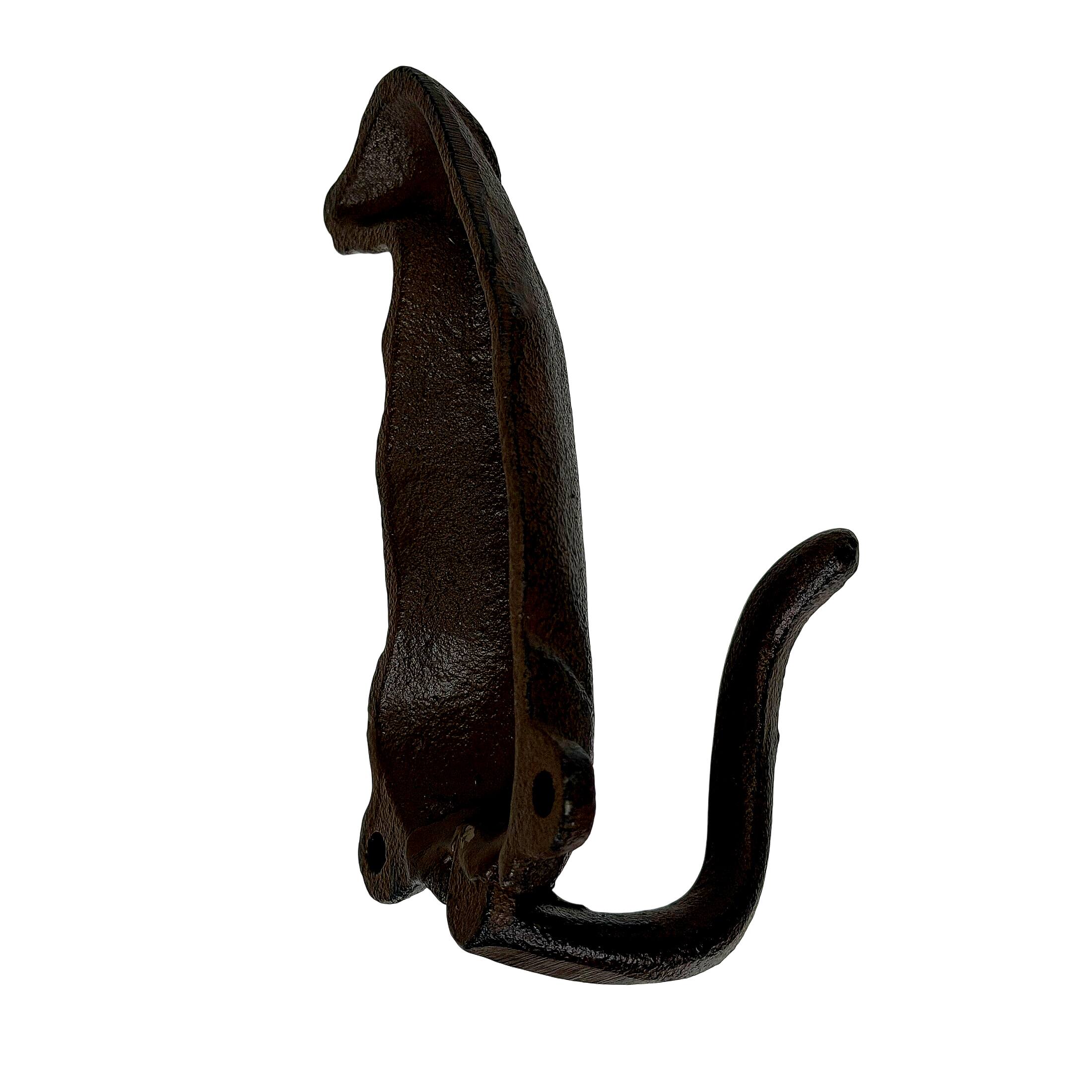 Alt View 7. Things2Die4 - Set of 3 Dog Wall Hooks Rustic Brown Cast Iron 4.5 in Decorative Hooks - Brown.