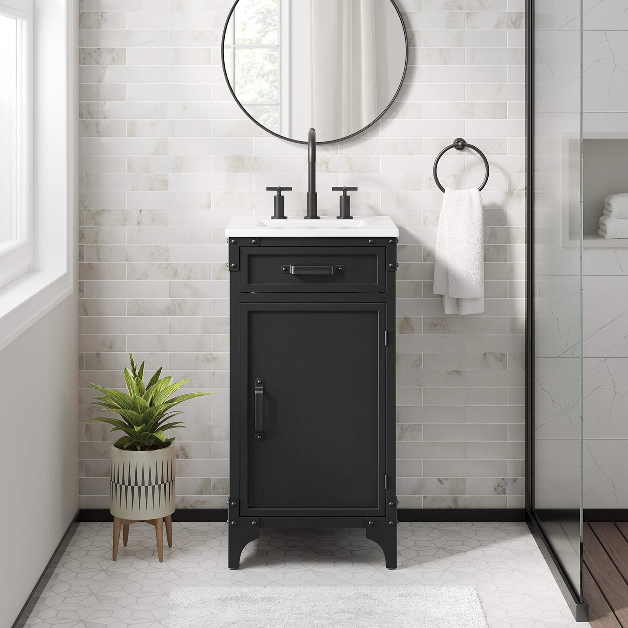 Steamforge Bathroom Vanity Basin Included by Modway - White black