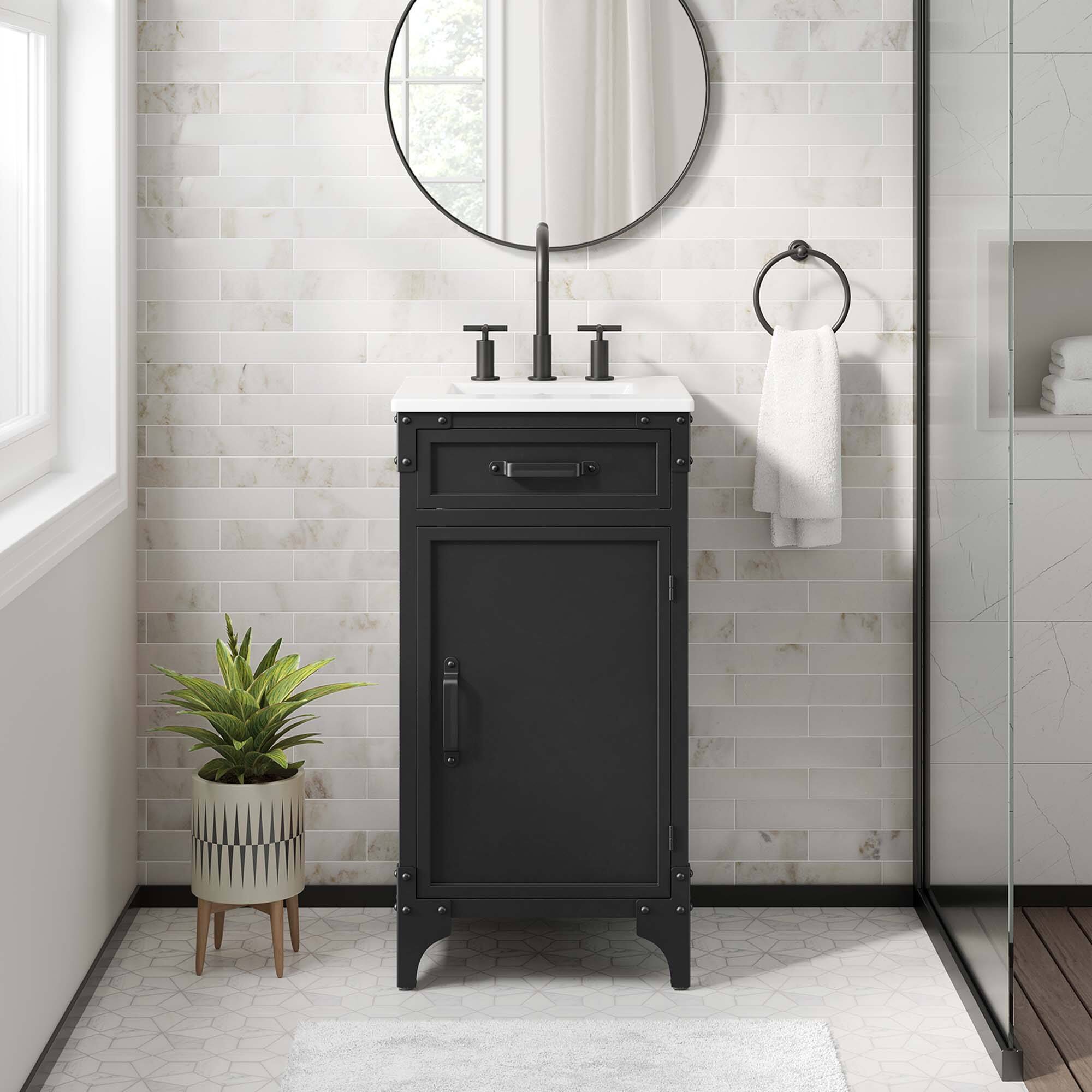 Front. Modway - Steamforge Bathroom Vanity Basin Included by Modway - White black.