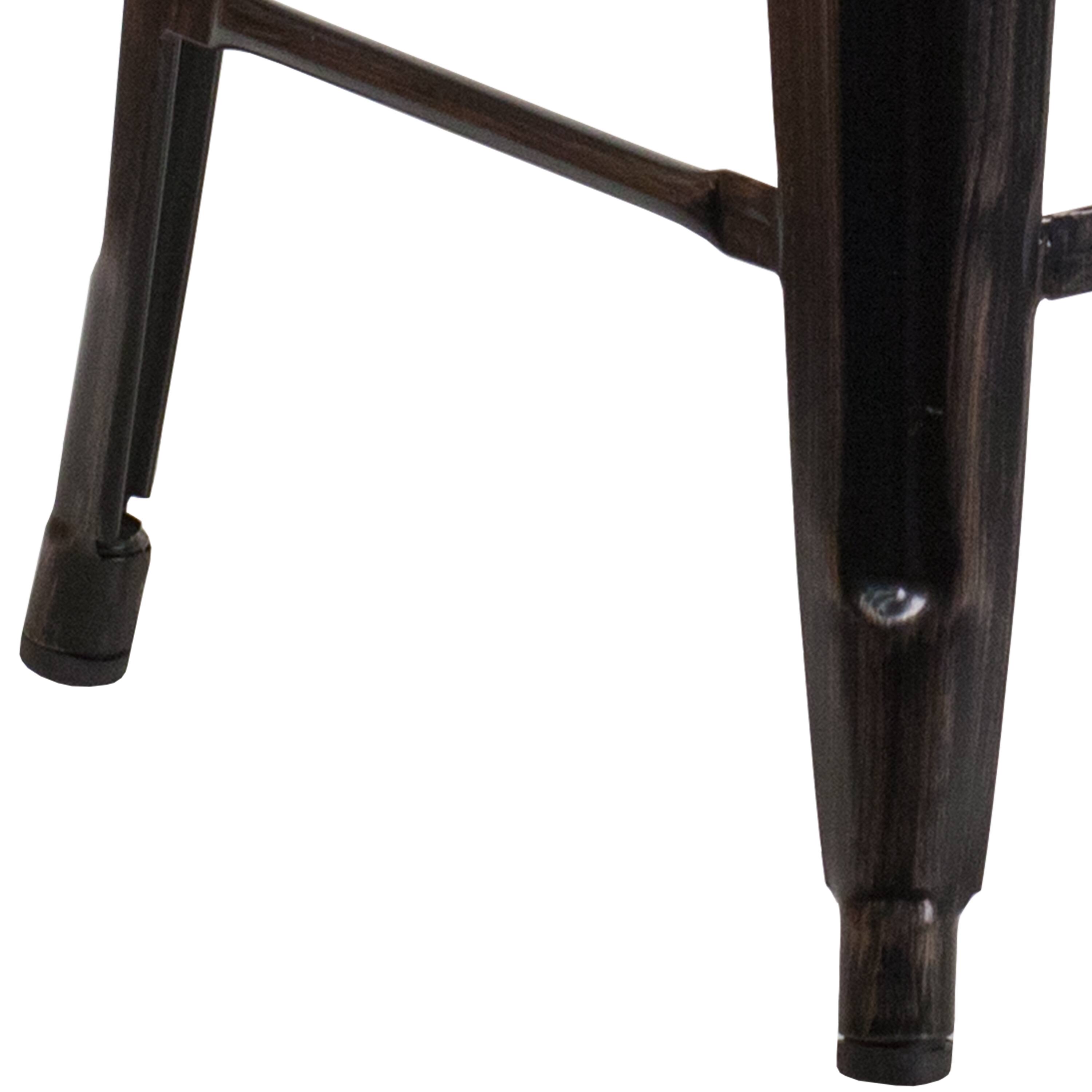 Alt View 7. Emma + Oliver - Commercial Grade 24"H Backless Metal Indoor-Outdoor Counter Stool w/ Square Seat - Black-Antique Gold.