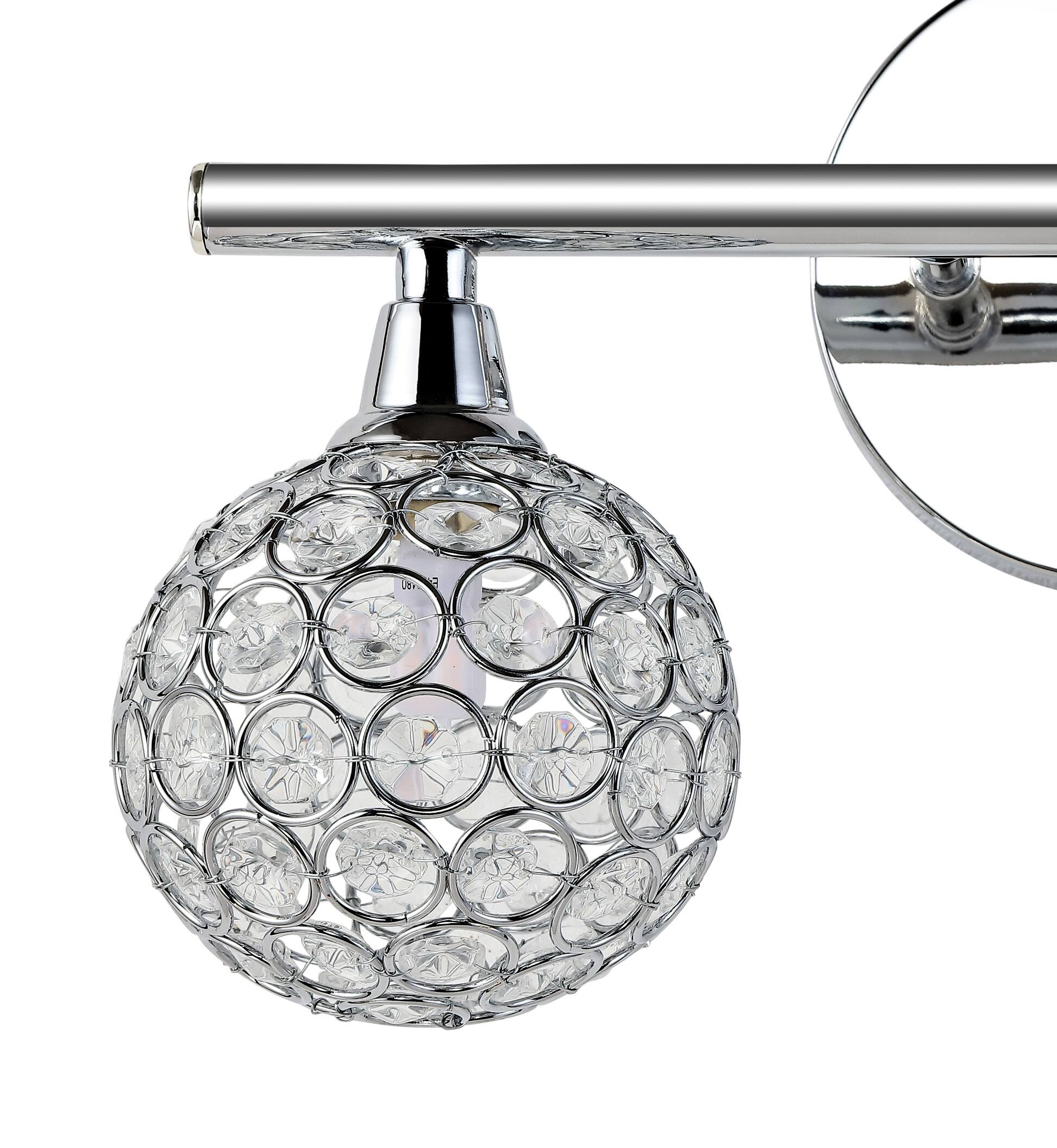Alt View 4. Jonathan Y - Maeve 13" 2-Light Iron/Glass Contemporary Glam LED Vanity Light, Chrome - Chrome.