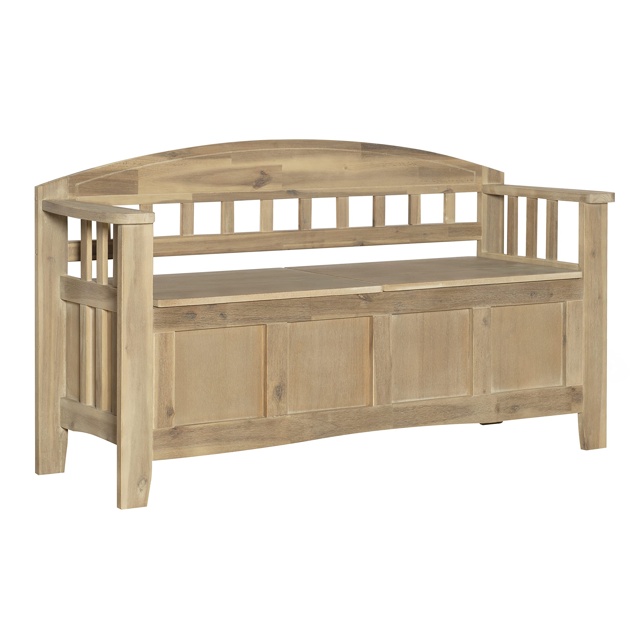 Front. Fabibe - Wood Bench Natural Frankie Washed Storage Durable sturdy - Default.