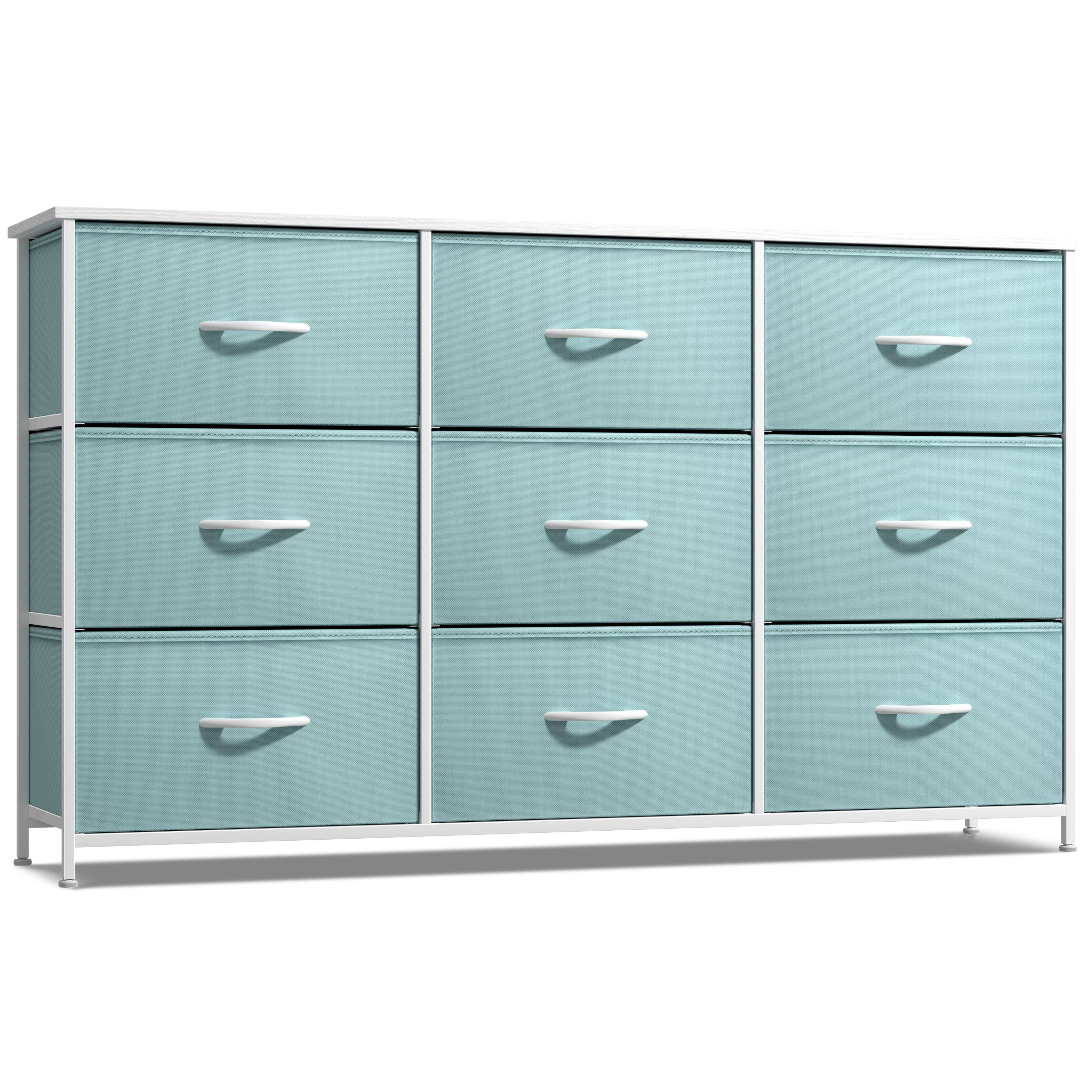 Sorbus - Kids Dresser with 9 Drawers - Storage Unit Organizer Chest for Clothes - Bedroom, Kids Room, Nursery, & Closet - Aqua