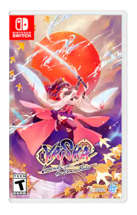 The text on the image is grouped and corrected as follows:
"Nintendo Switch VNA of Blade Legends the Perfect Edition TEEN Published by T 7QUARK G ESRB." - T (Teen 13+)