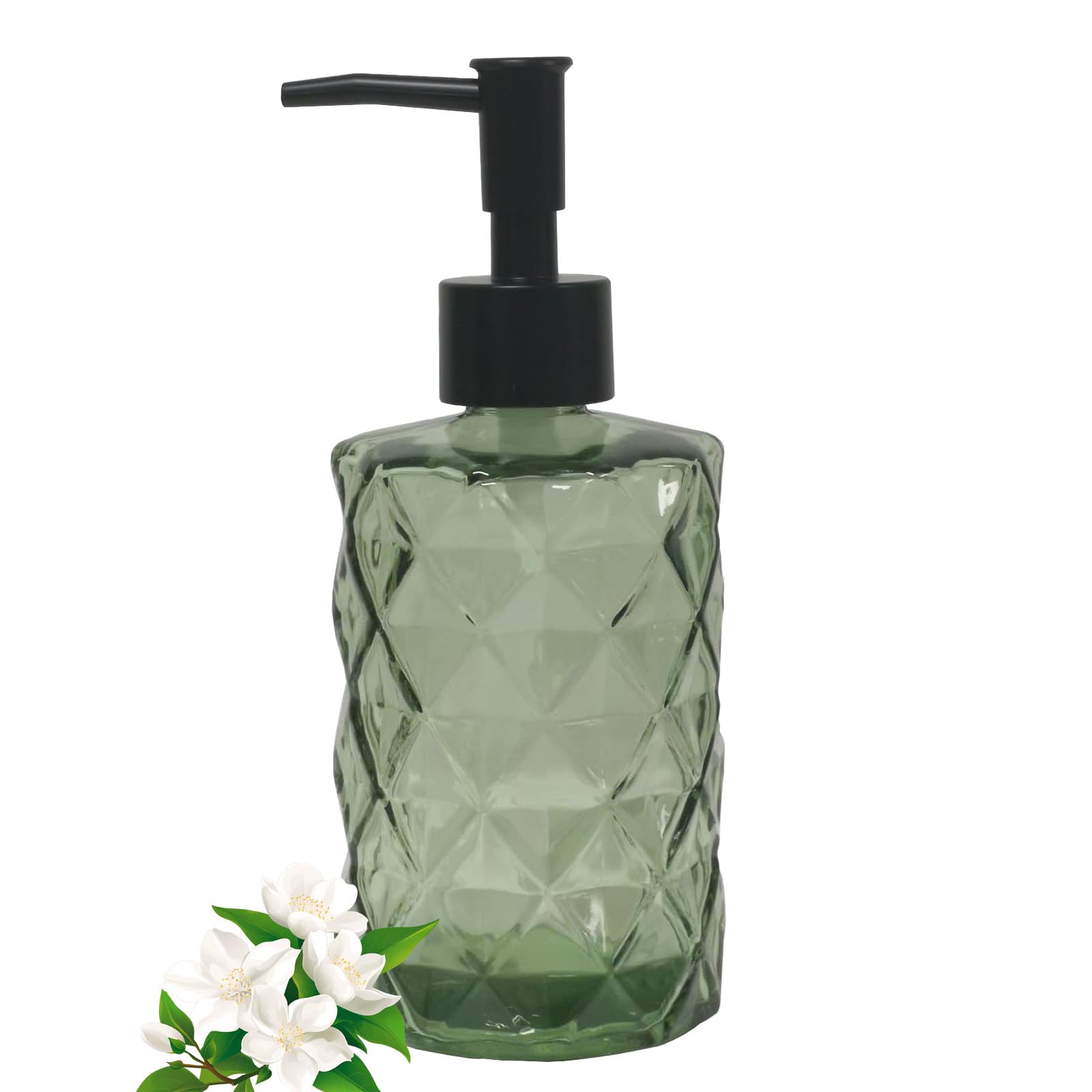 Dapper Styles Pump Glass Soap Dispenser Stripe Countertop Refillable ...