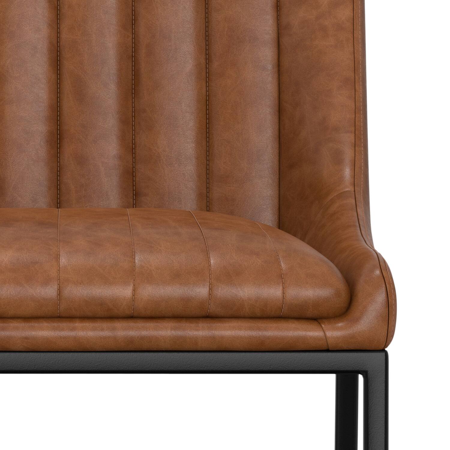 Alt View 9. Simpli Home - Melody Dining Chair (Set of 2) in Distressed Tan Vegan Faux Leather - Distressed Tan.