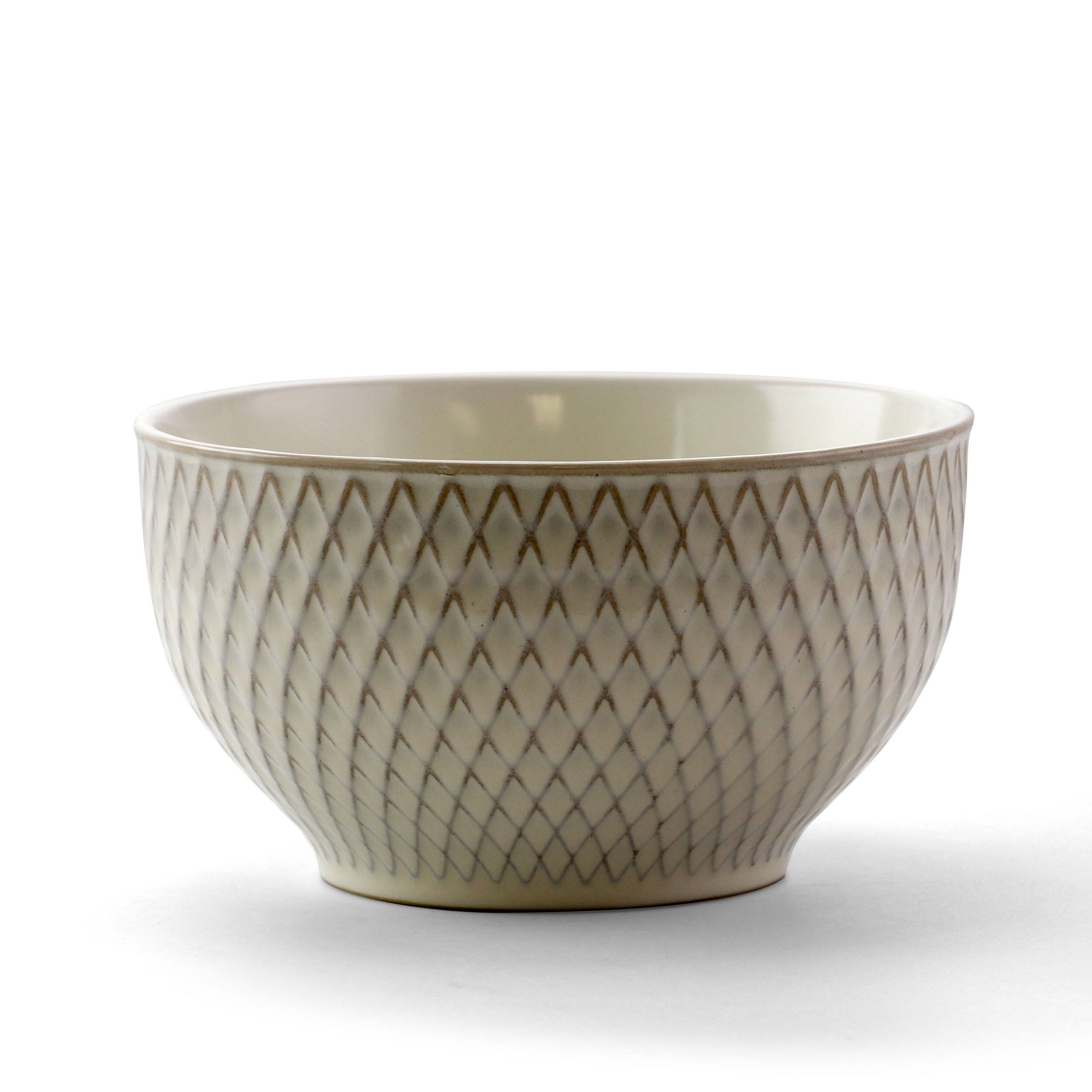 Alt View 5. Elama - Elama Market Finds 16 Piece Round Stoneware Dinnerware Set in Embossed White - White.