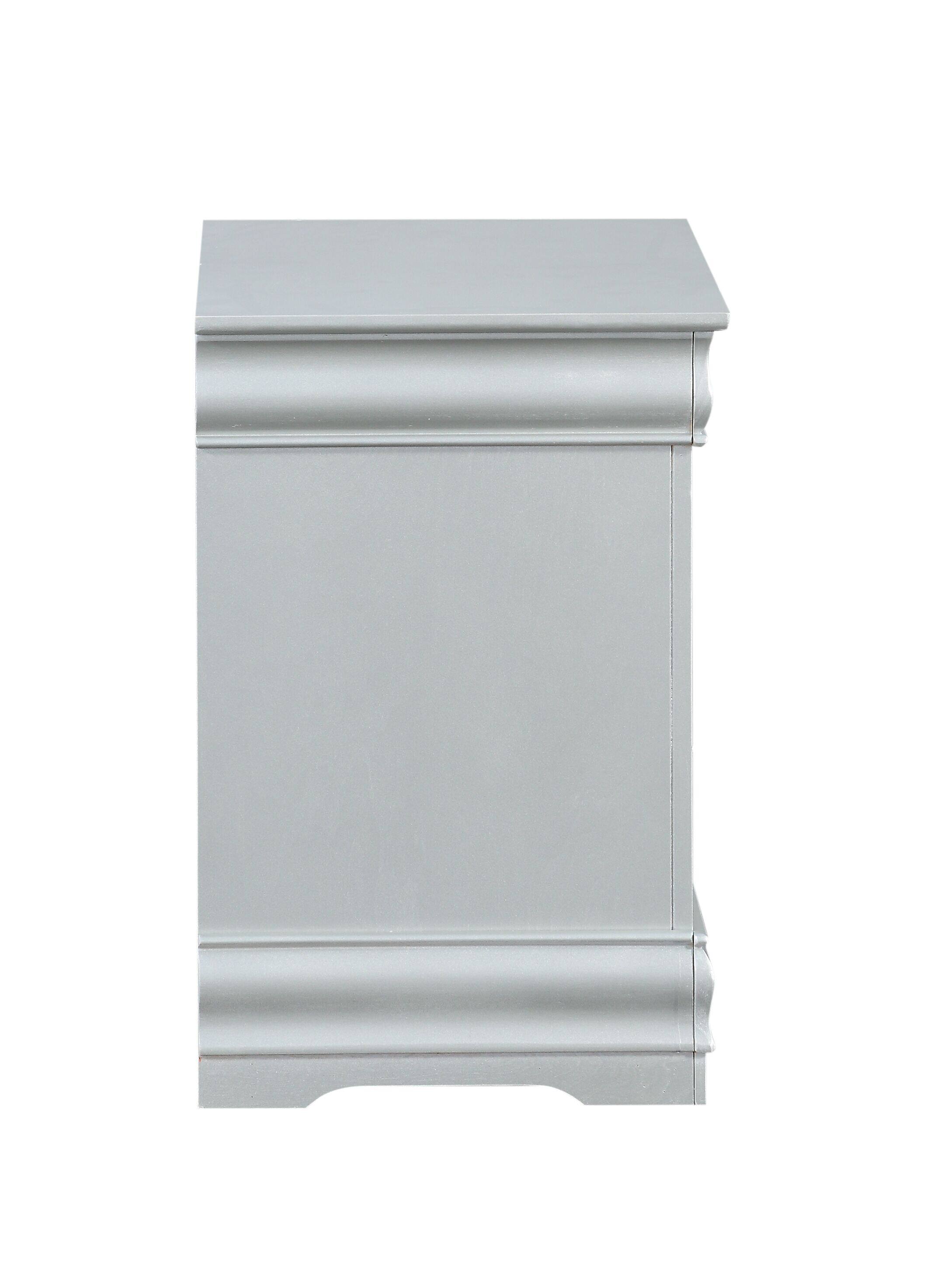 Alt View 2. Tiramisubest - Sleek Platinum Finish Nightstand with Smooth Glide Drawer - Silver.