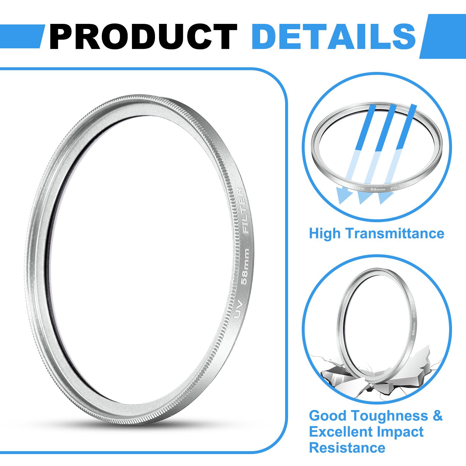 PRODUCT DETAILS

- 58mm
- High Transmittance
- Good Toughness & Excellent Impact Resistance
