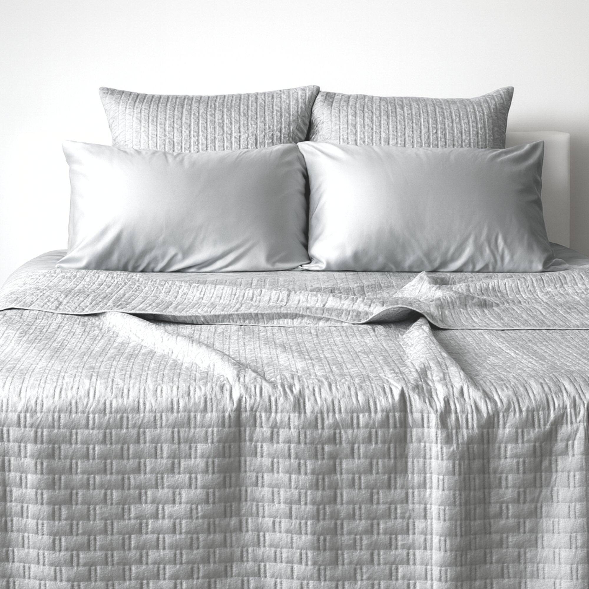 Alt View 1. BedVoyage - Luxury 100% viscose from Bamboo Quilted Brick Coverlet - Stone.