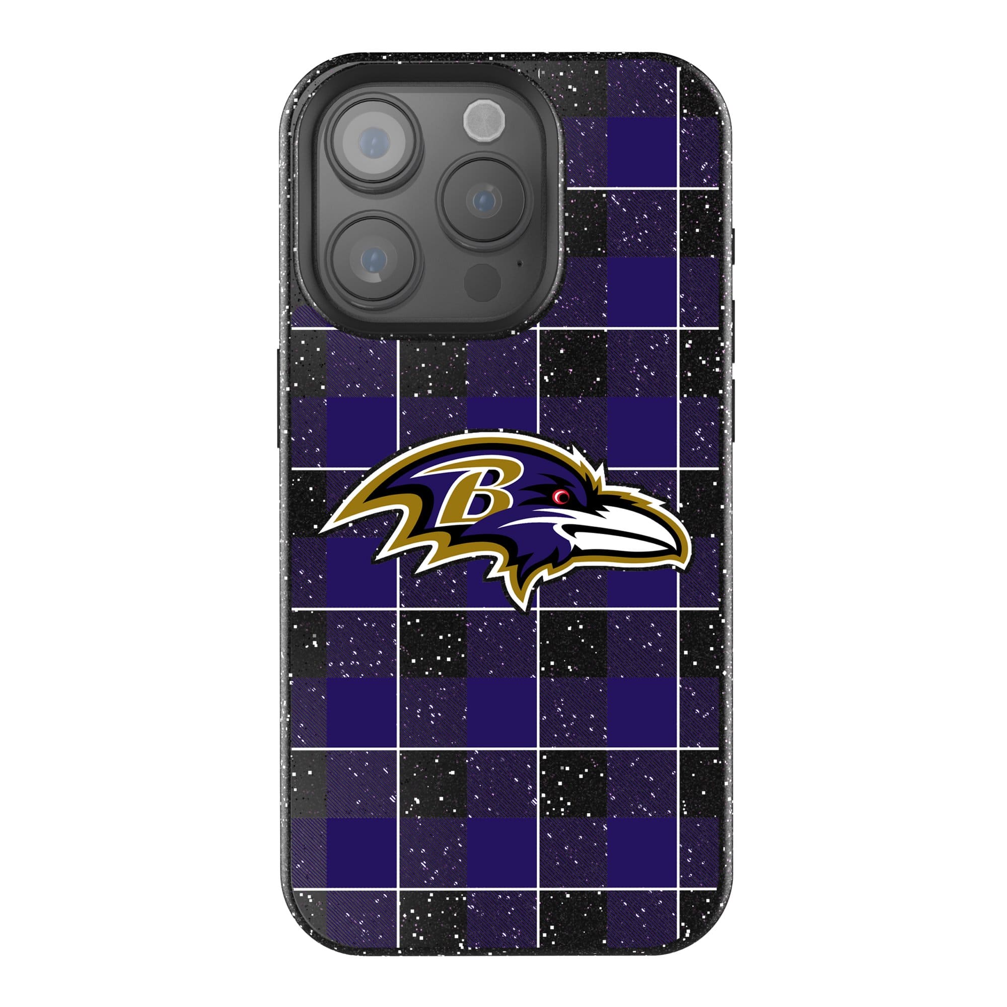 Keyscaper - NFL - Baltimore Ravens Plaid Bling iPhone Case - 15 Plus - Black