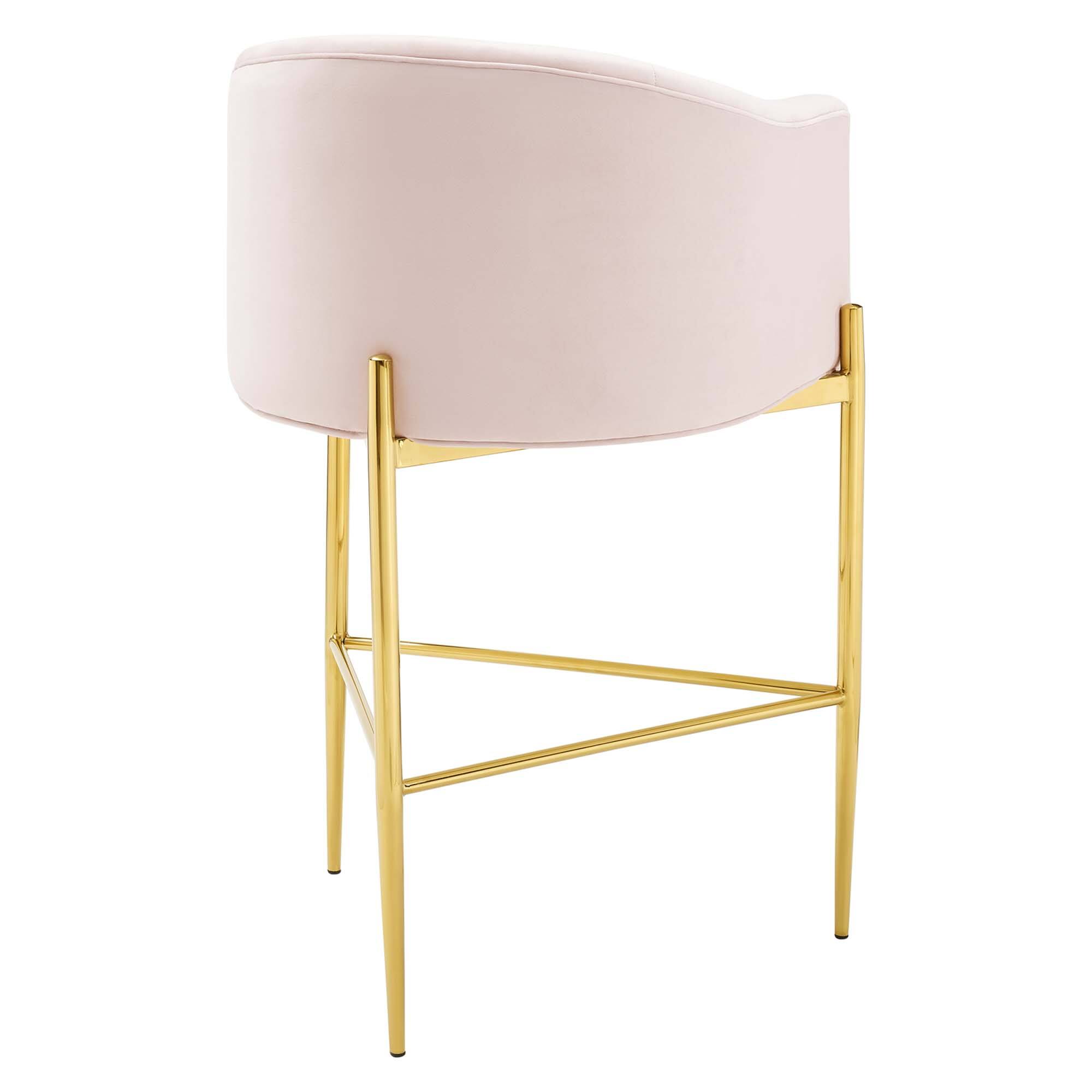 Alt View 2. Modway - Savour Tufted Performance Velvet Bar Stool by Modway - Pink.