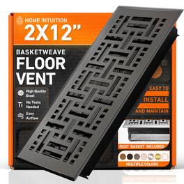 Home Intuition - 2X12 Floor Vent Covers with Mesh Cover Trap, Heat and Air, Floor Vent for HVAC Duct, Basketweave, Dark Grey - Dark Gray