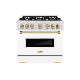 ZLINE - Autograph 36 in. Classic Dual Fuel Range with White and Bronze Accents (CDRSZ-WM-36-CB) - White