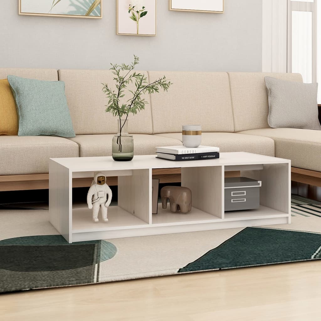 Alt View 2. Boyel Living - 19.7 x 43.3 x 13.4 in. Coffee Table Natural Pine Solid Pinewood Medium Side Table in White - White.